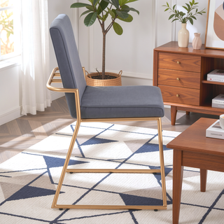 Sunvega Gold Steel and Grey Faux Leather Contemporary Dining Chair Set of 2