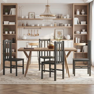 Sunvega Solid Pine Wood Farmhouse Dining Chairs Set of 4 with Slat Back