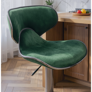 Sunvega Green Velvet Upholstered Adjustable Swivel Barstool with Footrest, Set of 2