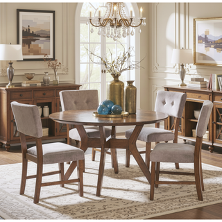 Sunvega Mid-Century Modern Light Oak Finish 52-inch Round Dining Table with X-Base