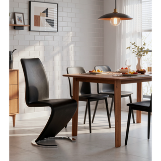 Sunvega Z-Shape Dining Chair with Padded Seating and PU Finish Kit of 2