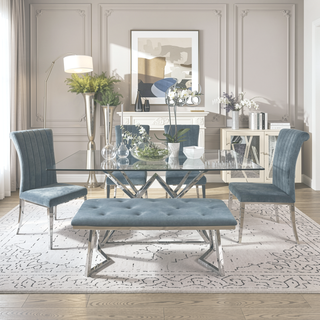 Sunvega Dark Grey Velvet Upholstered Tufted Side Chair with Chrome Base for Dining