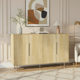 Sunvega Modern Fluted Sideboard with Adjustable Shelves for Living Room Storage