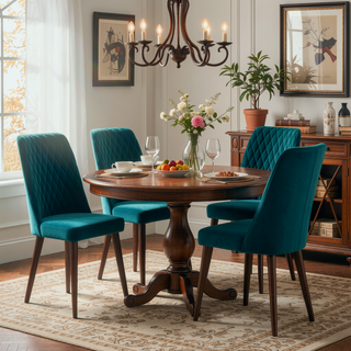 Sunvega Mid-Century Modern Velvet Dining Chair Set of 2 with Solid Wood Frame