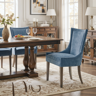 Sunvega Set of 2 Stylish Chenille Upholstered Dining Chairs with Ample Seat