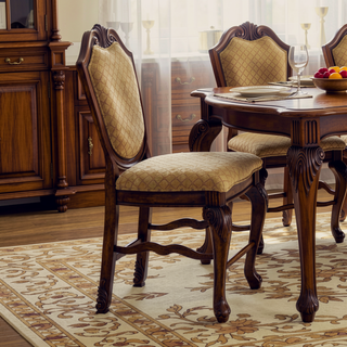 Sunvega Counter Height Fabric Upholstered Armless Chair with Wooden Queen Anne Legs