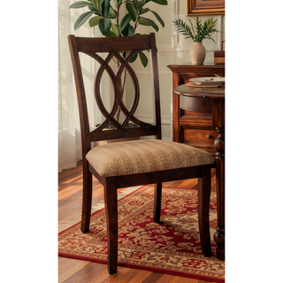 Sunvega Brown Cherry Padded Fabric Dining Chairs Set of 2 Side Chairs