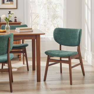 Sunvega Padded Upholstered Side Chair Set with Walnut Finish and Resistant Features