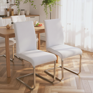 Sunvega Contemporary Faux Leather Upholstered Dining Chair with Metal Base Set of 2