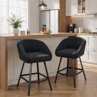 Sunvega Upholstered Bar Stool with Soft Backrest and Armrest for Kitchen Island