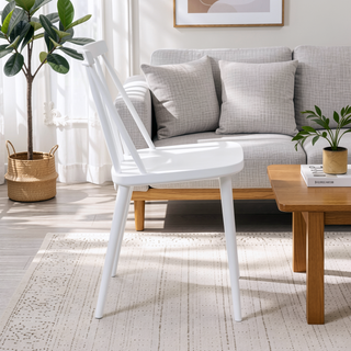 Sunvega Farmhouse Spindle Back Dining Chairs Set of 2 in Sturdy Polypropylene