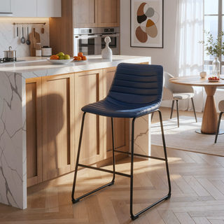 Sunvega Modern Upholstered Counter Height Chair Set with Sled Base Footrest