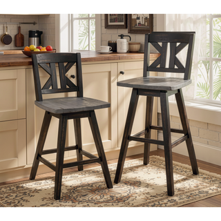 Sunvega Solid Rubberwood Counter Height Dining Table with Distressed Gray Finish