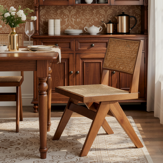 Sunvega Mid-Century Modern Rattan Bench with Natural Finish for Kitchen Dining