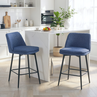 Sunvega Counter Height Swivel Bar Stools Set of 2 with Upholstered Seat and Back