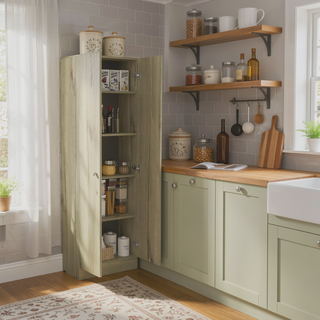Sunvega Five Shelves Multistorage Pantry Cabinet with Double Door for Kitchen