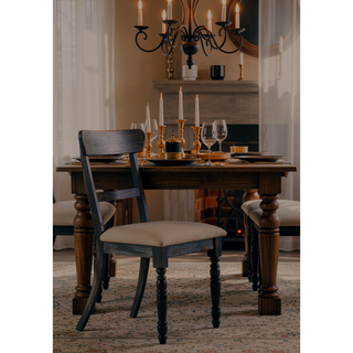Sunvega Light Brown Linen Weathered Gray Finish Side Chairs with Wooden Crosspiece Backrest