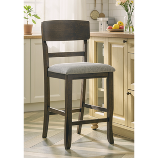 Sunvega 2pc Transitional Upholstered Counter Height Dining Chair Bar Stools with Chalk Gray Finish
