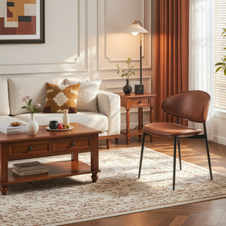 Sunvega Italian Mid-Century Modern Dining Chairs Set of 2 with PU Leather Seating