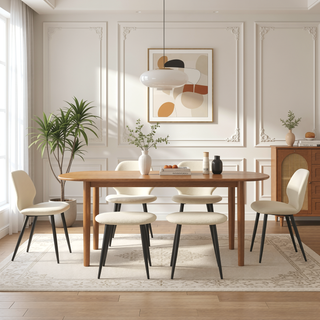 Sunvega Upholstered Dining Chairs with Soft Suede-Style Fabric and Metal Legs Set of 4