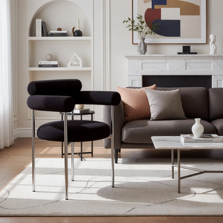 Sunvega Upholstered Armchair Dining Chairs With Metal Legs Set of 2 Grey