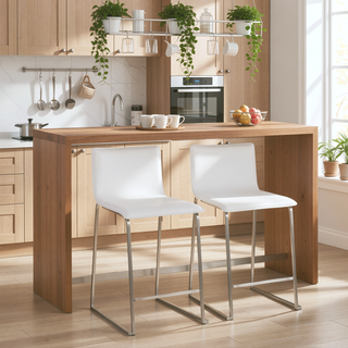 Sunvega Modern Counter Stool with Faux Leather Upholstery and Metal Base