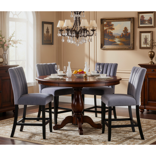 Sunvega Transitional Dining Table with Faux White Marble Top and Black Wood Base