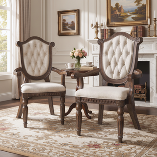 Sunvega Weathered Oak and Beige Finish Sheraton Shield Back Dining Side Chair