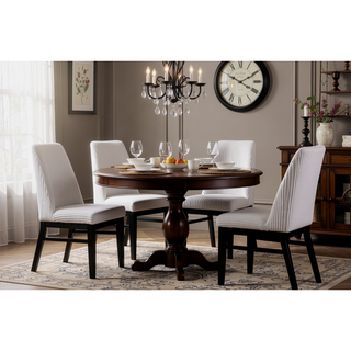 Sunvega Modern Upholstered Side Chairs with Light Gray Textured Fabric and Black Finish