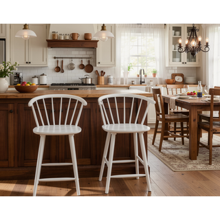 Sunvega Black Contemporary Spindle Back Counter Height Stool Chair Set