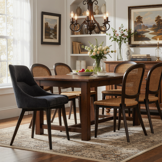 Sunvega Set of 2 Fenshawe River Upholstered Dining Chairs with Acacia Wood Legs