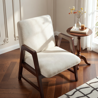 Sunvega Modern Dining Armchair in Soft Velvet with Sculptural Beech Wood Frame