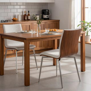 Sunvega Contemporary Swivel Dining Accent Chair with Walnut Wood Back and Cream Fabric