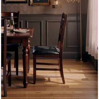 Sunvega Black Faux Leather Ladder Back Side Chairs for Modern Dining Set of 2