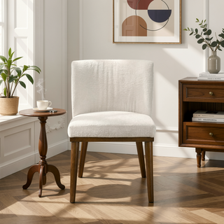 Sunvega Italian Mid-Century Inspired White Fabric Dining Chair Set of 2