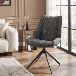 Sunvega Brown Chenille Swivel Side Chair with Padded Seat and Back Cushion
