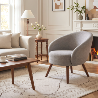 Sunvega Contemporary Accent Lounge Chair with Walnut Wood Legs and Padded Seat