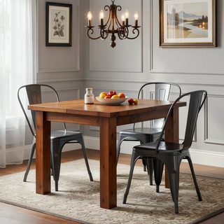 Sunvega Modern Gray Metal Dining Chairs Set of 4 with 18 Inch Seat Height