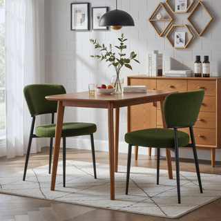 Sunvega Modern Upholstered Dining Chairs with Soft Seat and Metal Legs Set of 2 White