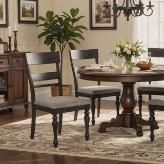 Sunvega Mango Oak Wood Dining Side Chair Set of 2 with Foam-Padded Seats