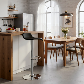 Sunvega Adjustable Swivel Bar Stool Set of 2 in Brown PU Leather