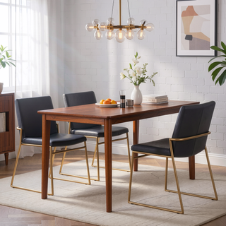 Sunvega Gold Steel and Grey Faux Leather Contemporary Dining Chair Set of 2
