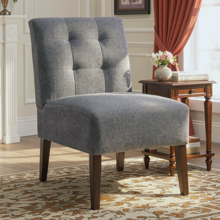Sunvega Modern Gray Armless Accent Chair with Tufted Upholstery and Wood Legs