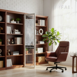 Sunvega Modern Kitchen Pantry Cabinet with Glass Doors and Adjustable Shelves for Living Room