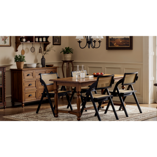 Sunvega Modern Industry Chic Cane Folding Dining Chair Set of 2 for Dining Room