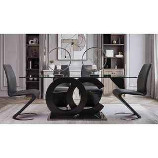 Sunvega Z-Shape Dining Chair with Padded Seating and PU Finish Kit of 2
