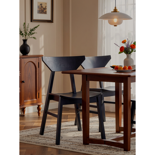 Sunvega Briar Black Finish Rectangular Dining Table with Fixed Wood Top