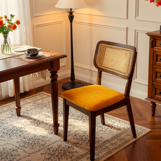 Sunvega Orange Velvet Dining Chair Set of 2 with Armless Design and Solid Wood Frame