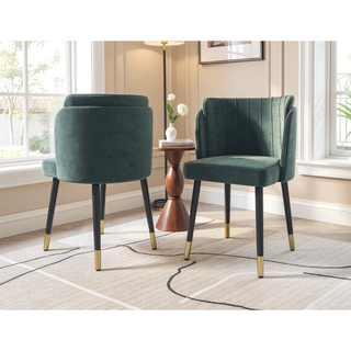 Sunvega Modern Velvet Upholstered Dining Chair with Tulip Design and Gold Tips