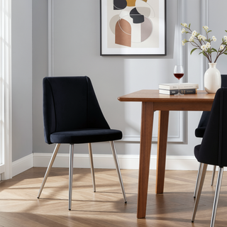 Sunvega Modern Velvet Dining Chair with Chrome Metal Legs Set of 4 for Home